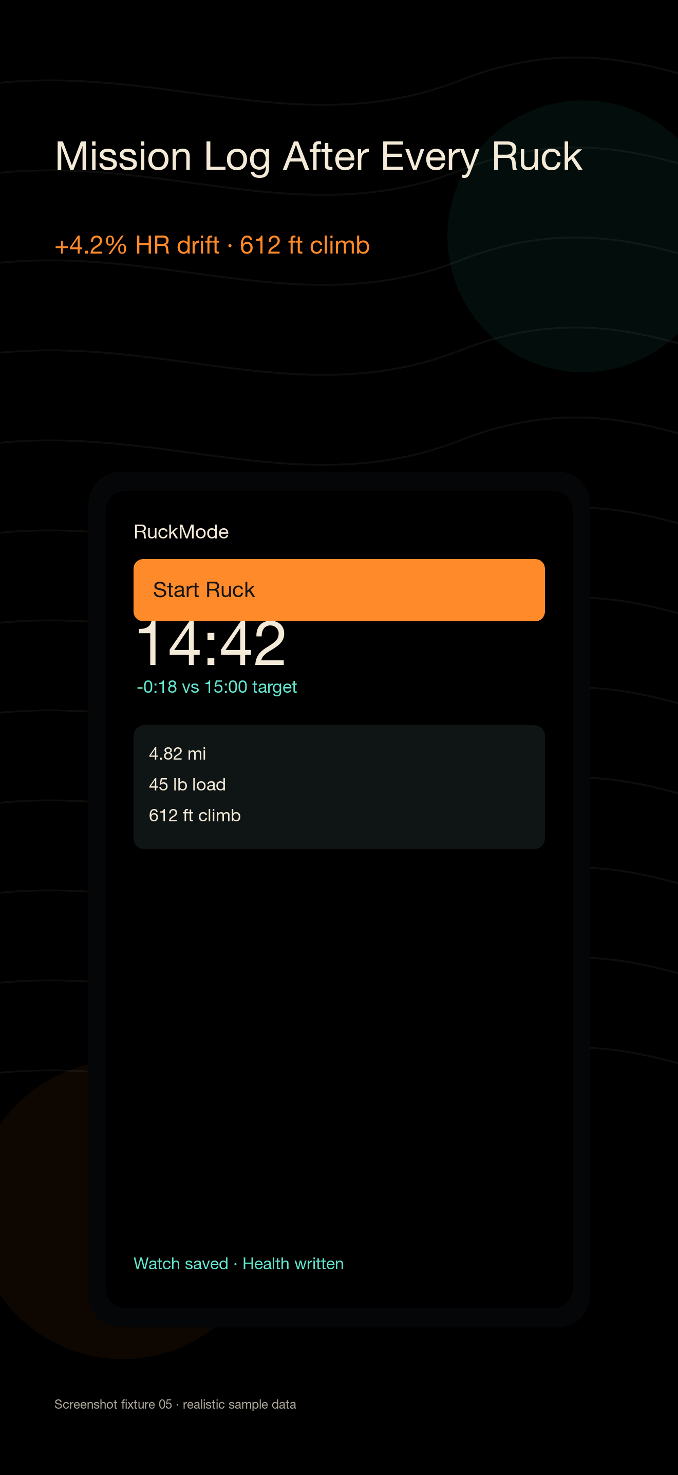Ruck Mode mission log screenshot on iPhone.