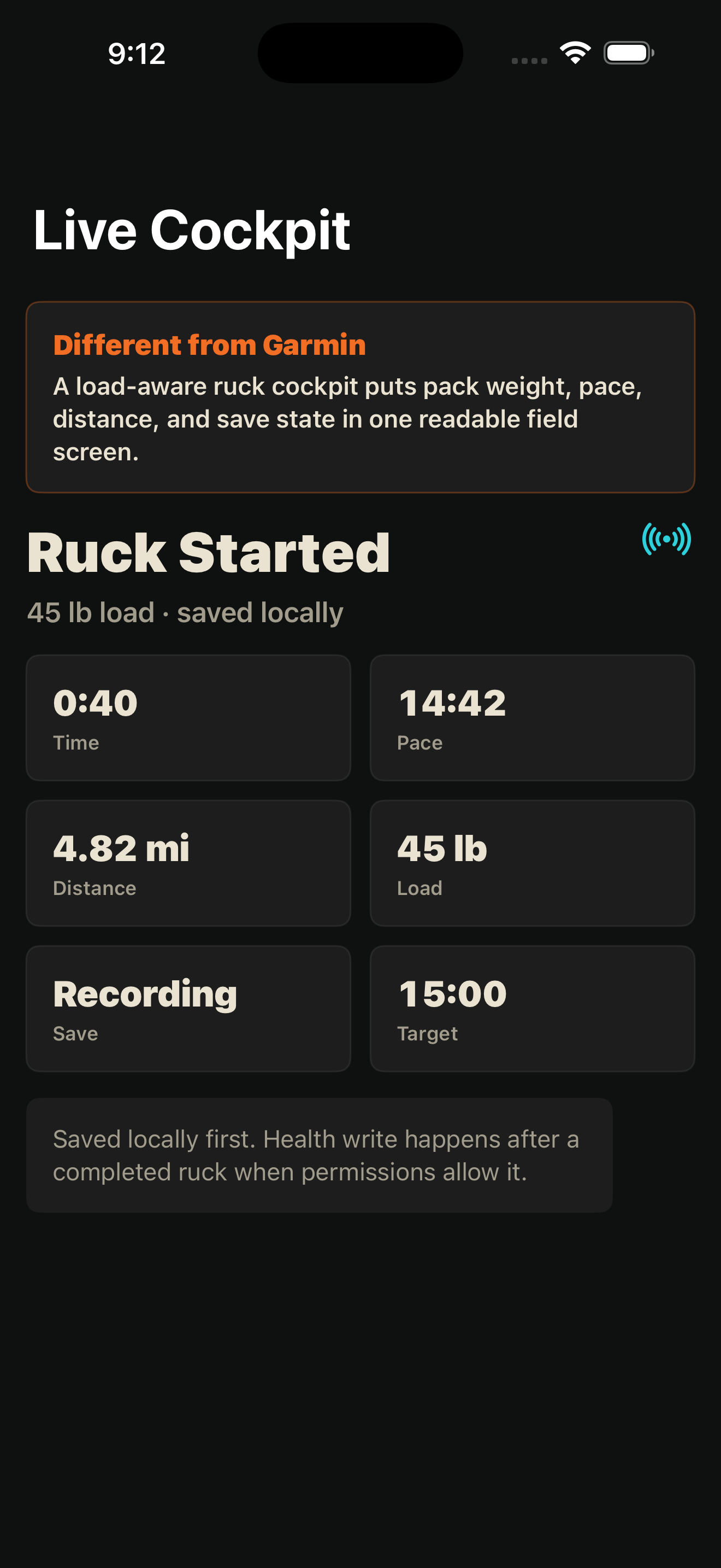 Ruck Mode iPhone live ruck cockpit