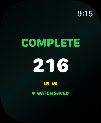 Ruck Mode Apple Watch completion screen