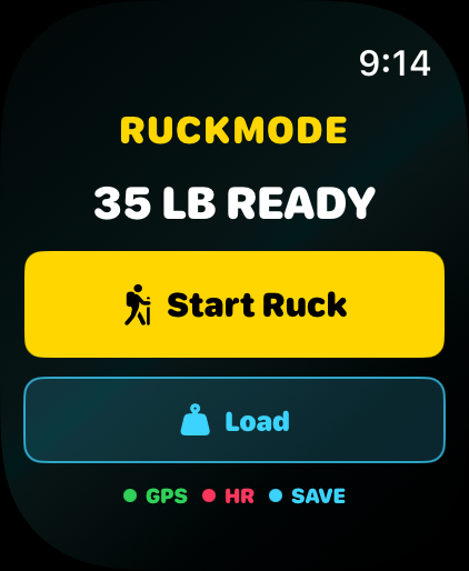 Ruck Mode Apple Watch start screen